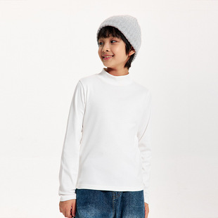 DK children's clothing 24 autumn and winter girls and boys half high collar warm sanding base shirt children's casual long sleeve T-shirt top