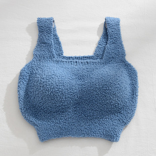 Autumn and Winter new lambswool thermal vest women's bra wireless with chest pad fleece-lined thick thermal underwear women