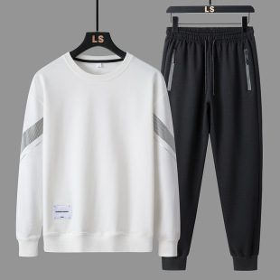 2023 autumn main push spring men's casual sports sweater suit young and middle-aged sports loose fashion round neck bathroom