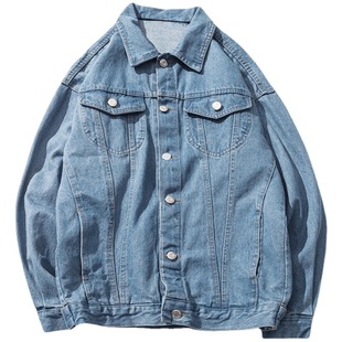 Ins Denim Coat Men's Spring and Autumn Fashionable Brand Plankton Handsome Jacket Coat Hong Kong Style High Street Loose Student Tooling Clothes