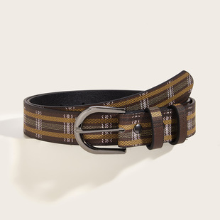 Bohemian Classic Plaid Decorative Thin Belt Women's All-match Pin Buckle Distinctive Simple Women's Belt Fashionable Belt