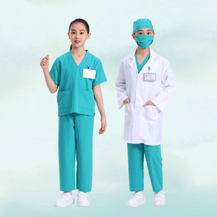 Children's Little Doctor Clothing Role-playing Nurse Clothing Suit Kindergarten White Coat Performance Clothing Epidemic Prevention Surgical Clothing