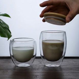 Household Double-layer Cup High-color Transparent High-temperature Egg-shaped Cup Borosilicate Glass Simple Thickened Heat-resistant Glass Cup