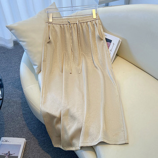 in stock High-grade Acetic Acid Satin Skirt Women's Summer Thin 2024 New Style Elegant Spring Waist Split Skirt