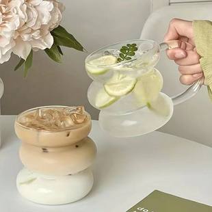 Нерегулярная гусеница стеклянная чашка с ручкой кружка кружка с высоким содержанием боросиликатного стекла молочного кофе чашка фруктового сока чашка