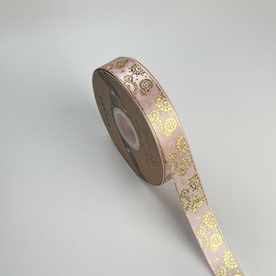 Factory wholesale laser bronzing ribbon 2.5cm color gear packaging gift box decoration handmade diy flowers ribbon