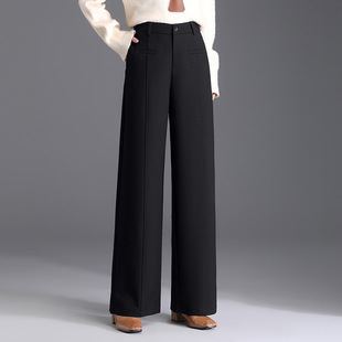 Elegant Red Wide Leg Pants Women's Autumn and Winter 2024 New High Waist Loose Commuting Casual Dress Pants Skinny Long Pants