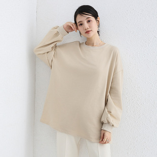Loose Striped Crewneck Long-sleeved T-shirt Women's Autumn and Winter Korean-style Casual Slim-fit Top Outer Wearing plus size Top