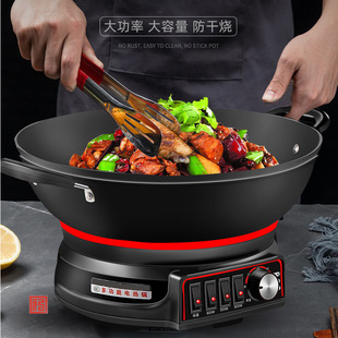 Multi-functional cast iron electric cooker electric wok household electric hot pot electric cooker steamer stew pot integrated plug-in wok