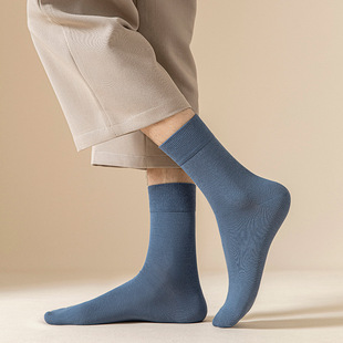 Cotton socks men's cotton socks Spring and Autumn new antibacterial boneless mid-calf length socks solid color cotton men's stockings fashion