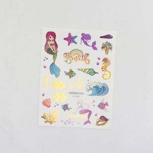 New cross-border supply waterproof gilded mermaid tattoo stickers cute cartoon children tattoo stickers tattoo