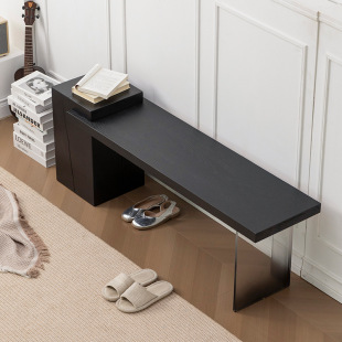 Quiet Style Solid Wood Bench Home Shoe Changing Stool Bedroom Simple Square Stool Log Bed End Stool Dining Stool Living Room Bench