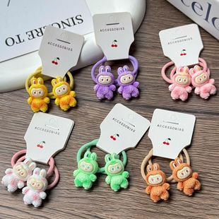 Gradient Color Labubu Kidsren's Hair Band Candy Color Does Not Hurt Hair Baby Rubber Band Cartoon Labubu High Elastic Headband