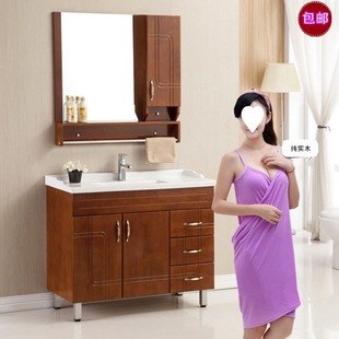 Bathroom Cabinet Oak combination floor-standing bathroom wash basin new Chinese style solid paint wholesale cross-border