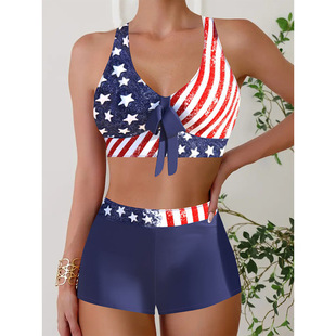 2023 Europe and the United States cross-border large size New bikini split boxer swimsuit women bikini swimsuit Amazon