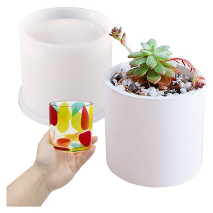 diy crystal drop storage pen holder large pen holder with coaster succulent plant flowerpot silicone mold factory in stock