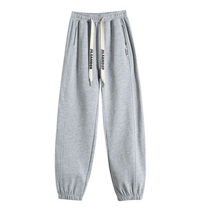 Creamy-white sports pants women's spring and autumn loose slimming ankle-tied pants small slimming casual sweatpants