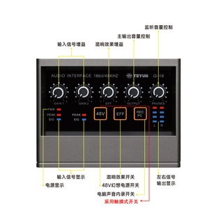 Cross-border hot sale small 48v external driver-free computer professional sound card mobile phone live recording karaoke sound card suit