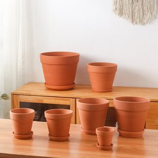 Red Pottery Flower Pot Ceramic Green Rose Red Pottery Pot Fleshy Seedling Green Plant Flowers Potted Breathable Water Absorbent Pottery Clay Tile Pot