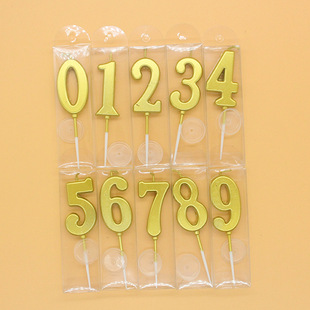 Wholesale New Gold Silver Numbers 0-9 Candle Children's Year One Birthday Party Decoration PVC Boxed Gold Plated Candle