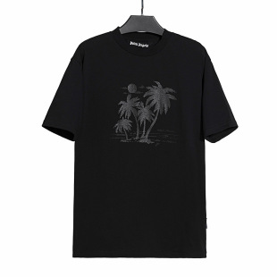 Европейский и американский прилив palm angels высокое качество Palm unisex та же футболка с хлопчатобумажным принтом для мужчин с короткими рукавами