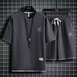 suit Short-sleeved Men's T-shirt Trendy Loose Top 2024 Summer New Handsome Half-sleeved T-shirt All-match