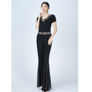 Women's Suit Slim Fit Style Temperament Ethnic Style Stitching Elegant Manners Show Dance Practice Suit Tutorial Suit