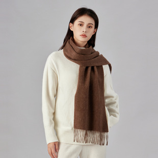Cross-border solid color 100 wool scarf women's winter high-end sense Joker winter thickened scarf men's shawl wholesale