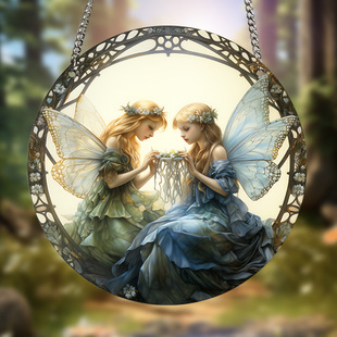 Amazon New Window Wings Elf Flower Fairy Listing Acrylic Pendant Colorful Daylight Refraction Door Plate