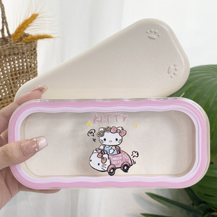 New Transparent Hello Kitty High-value Cartoon Glasses Case Large Frame Retro Advanced Drop-resistant Portable Student Ins
