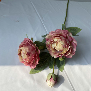 New Meiyuan 3-head oil painting peony No. 2 Artificial Flower home decoration hotel decoration fake flower photography props fake flower