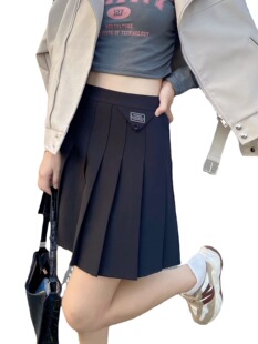 Pleated Skirt Women's Summer 2023 New Grey Skirt High Waist A- Line Slimming College Style jk Short Skirt for Spring and Autumn