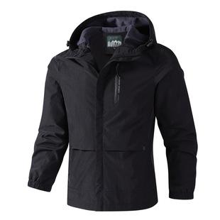 Spring and Autumn Men's Jacket Coat Men's Solid Color Outdoor Hooded Rush Clothes Men's Tide Mountaineering Suit wish Foreign Trade Wholesale