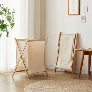 Solid Wood Folding Dirty Clothes Basket Rattan Japanese Style Dirty Clothes Basket Nordic Style Fabric Dirty Clothes Basket Bedroom Dirty Clothes Storage Basket Washing