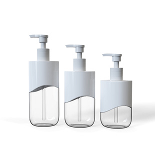 Spot 200ml Flat Shoulder Round Bottom Push-Type Shampoo Bottle 250ml 300ml Plastic Pet Shower Gel Sub-Bottle