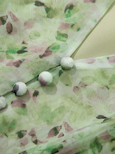 L6882 New Fashion V-neck Short-sleeved Floral dress Mid-length Dress for Spring and Summer 2024