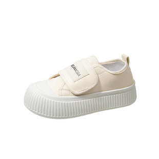 Small White Shoes with Skirt Women's 2024 Spring New Thick Bottom Casual Board Shoes Velcro Big Head Bread Shoes
