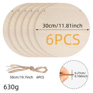 30cm Logo Unfinished Wood Pieces Door Decoration Round Peach Heart Wood Hanging Sign with Rope Round Wood Pieces