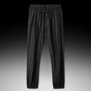 High-end Xiangyun Yarn 100% Mulberry Silk Summer Turtle Crack Casual Trousers Silk Middle-aged and Old Age Leg Drawstring Pants