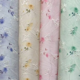 New Chiffon Jacquard Printed Cloth Embroidered Cloth Fabric Lace Embroidered Cloth Lace Fabric Embroidered Fabric Lightweight and Transparent