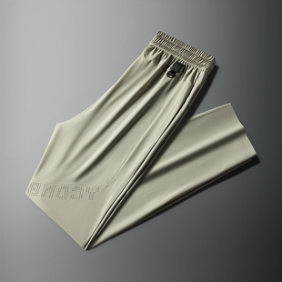 Ice Silk Trousers Men's Summer Thin Plus Size Extra Large Size Breathable Mesh High Elastic Quick-drying Sports Pants Casual Ankle-tied Pants