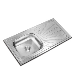 Cross-border supply foreign trade direct supply 10050 stainless steel with plate polished drain plate single groove 304 American kitchen sink