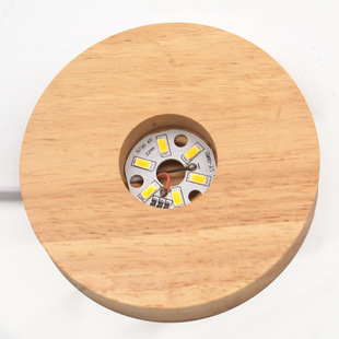 Creative diy round wooden usb luminous crystal base gift lamp solid wood crafts 3d night light base