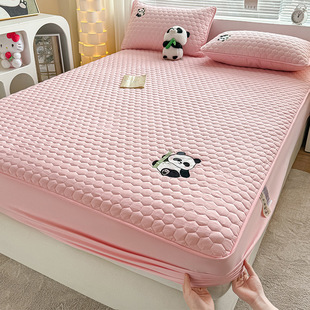 Soybean Quilted Bed Cover Single-piece Simmons Mattress Protector Full-covered Dust Cover Dirty-proof Bed Cover 2024 New