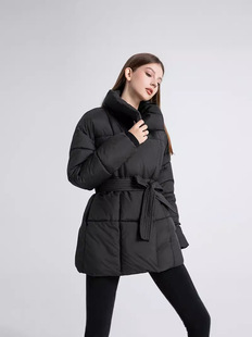Middle and long European and American style cotton-padded jacket women's belt 2024 winter new down cotton-padded jacket design feeling cotton-padded jacket foreign trade
