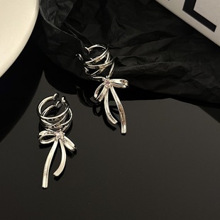 Ribbon aesthetics | Ear clip ear bone clip female niche design cold feeling all-match ballet style bow earrings female