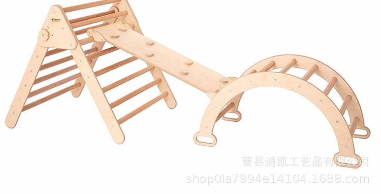Wooden children's climbing frame indoor slide kindergarten ins baby indoor tripod physical training delivery