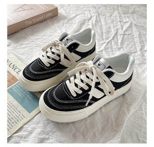 Explosive Spring and Summer Retro Red Sneakers Women's All-match Casual Canvas Shoes Hong Kong-style Niche Design Chic White Shoes