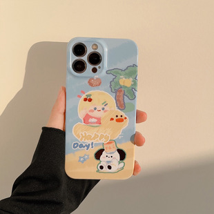 Summer cartoon 14promax mobile phone case iPhone13 film shell 12 swimming girl 11 generation hair 16 for 15