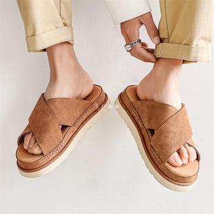 Slippers Men's Summer New Thick-soled Non-slip Japanese Style All-match Couple Sandals and Slippers Indoor Casual Breathable Slippers